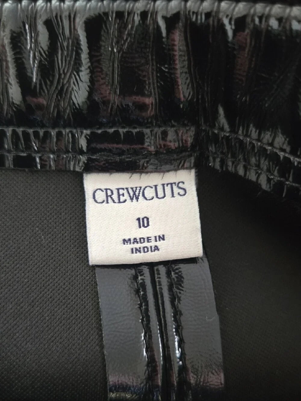 J Crew Girls' Collection Black Faux Leather Button-Front Mini Skirt